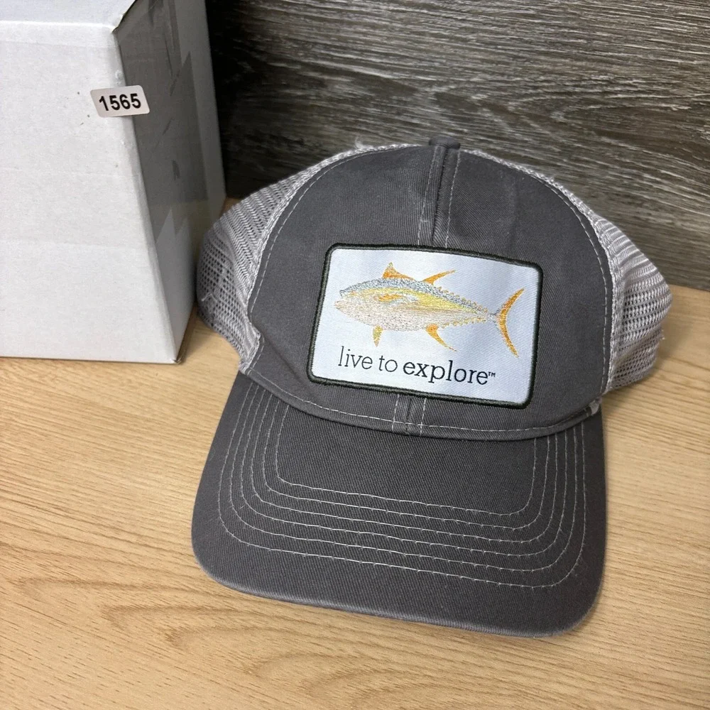 Magellan Outdoors‎ Hat Cap Snapback Gray Fish Patch Logo Outdoors Adjustable